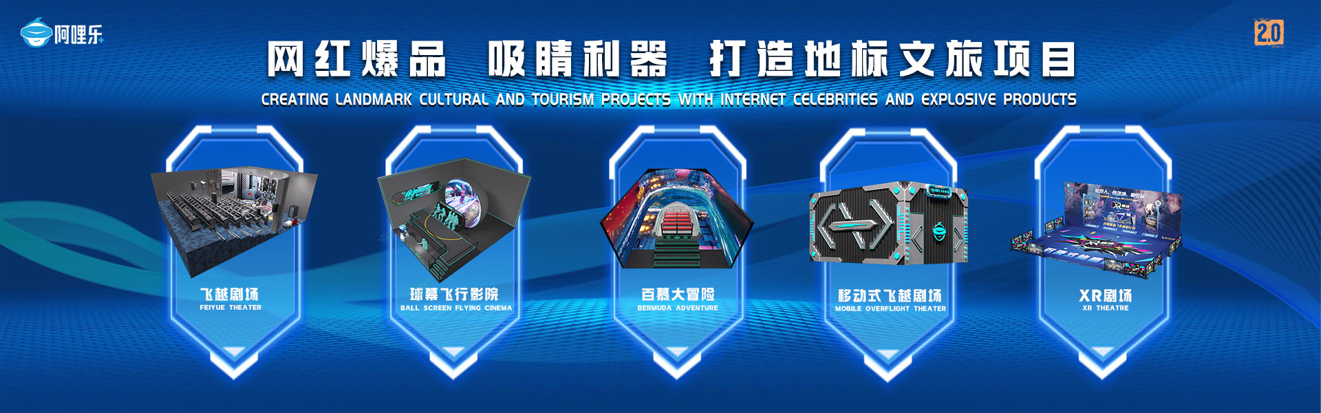 百慕大冒險(xiǎn)、球幕飛行影院、裸眼3D軌道影院、臺風(fēng)地震體驗(yàn)館、VR主題樂園、VR科普文旅